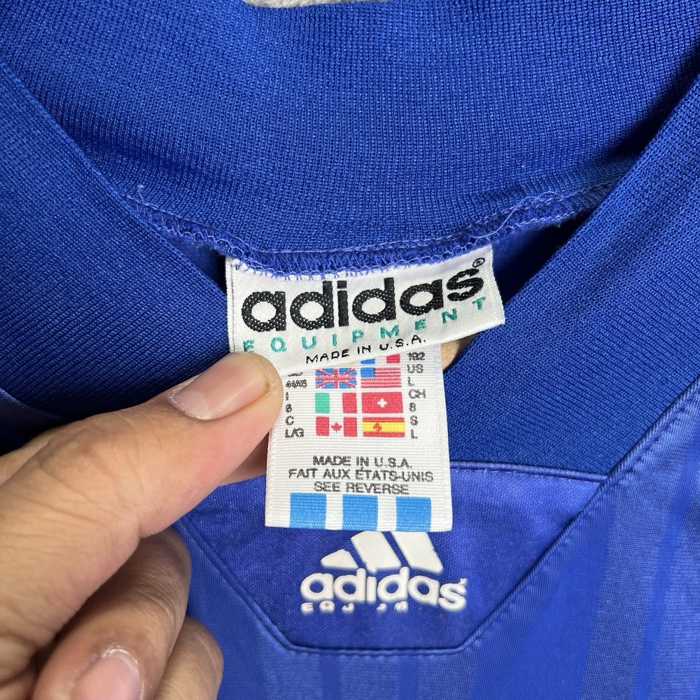 Vintage 90's Adidas Equipment Soccer Jersey Football Shirt Kit Size Men's L Blue - Picture 2 of 6